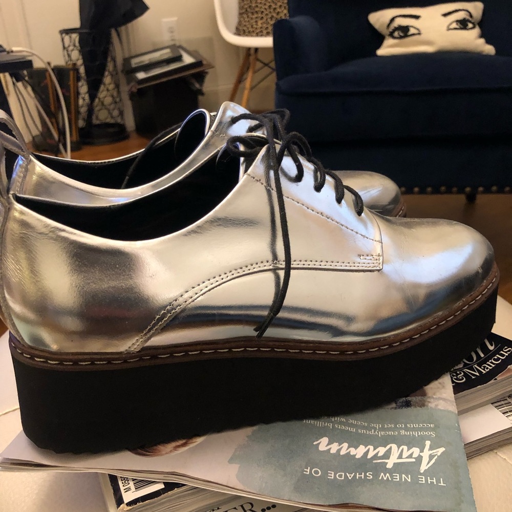 Kurt Geiger metallic platform brogues